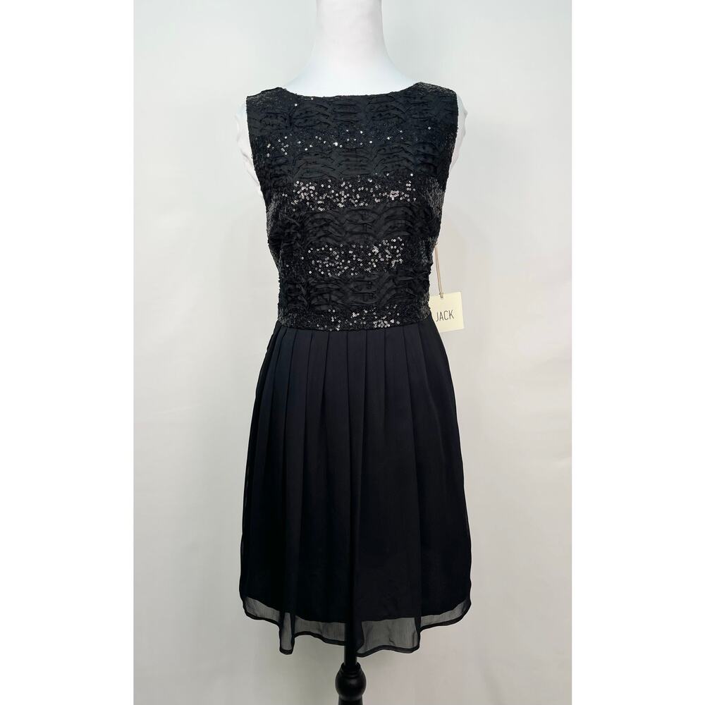 JACK Black Sequin Sleeveless Fit & Flare Mini Dress Size Small NWT